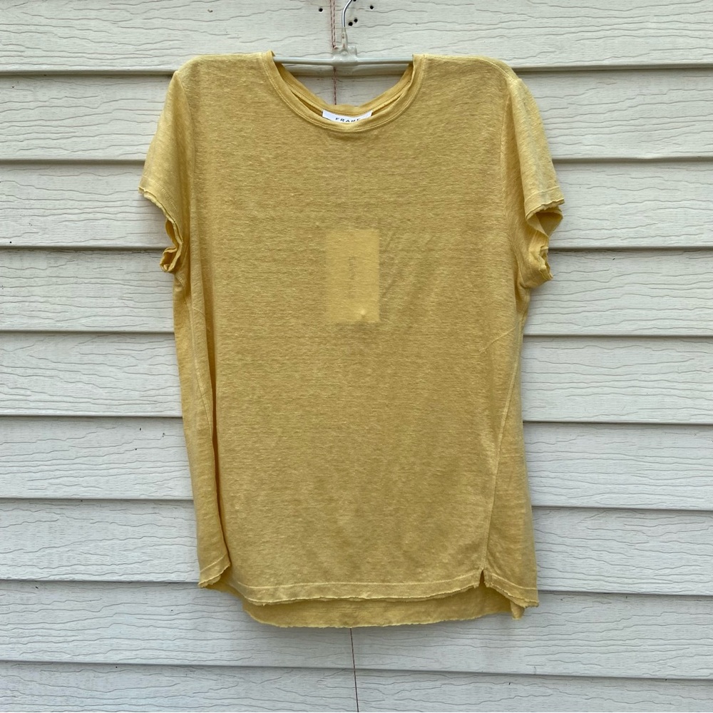 Frame Denim Yellow Short Sleeve Tee